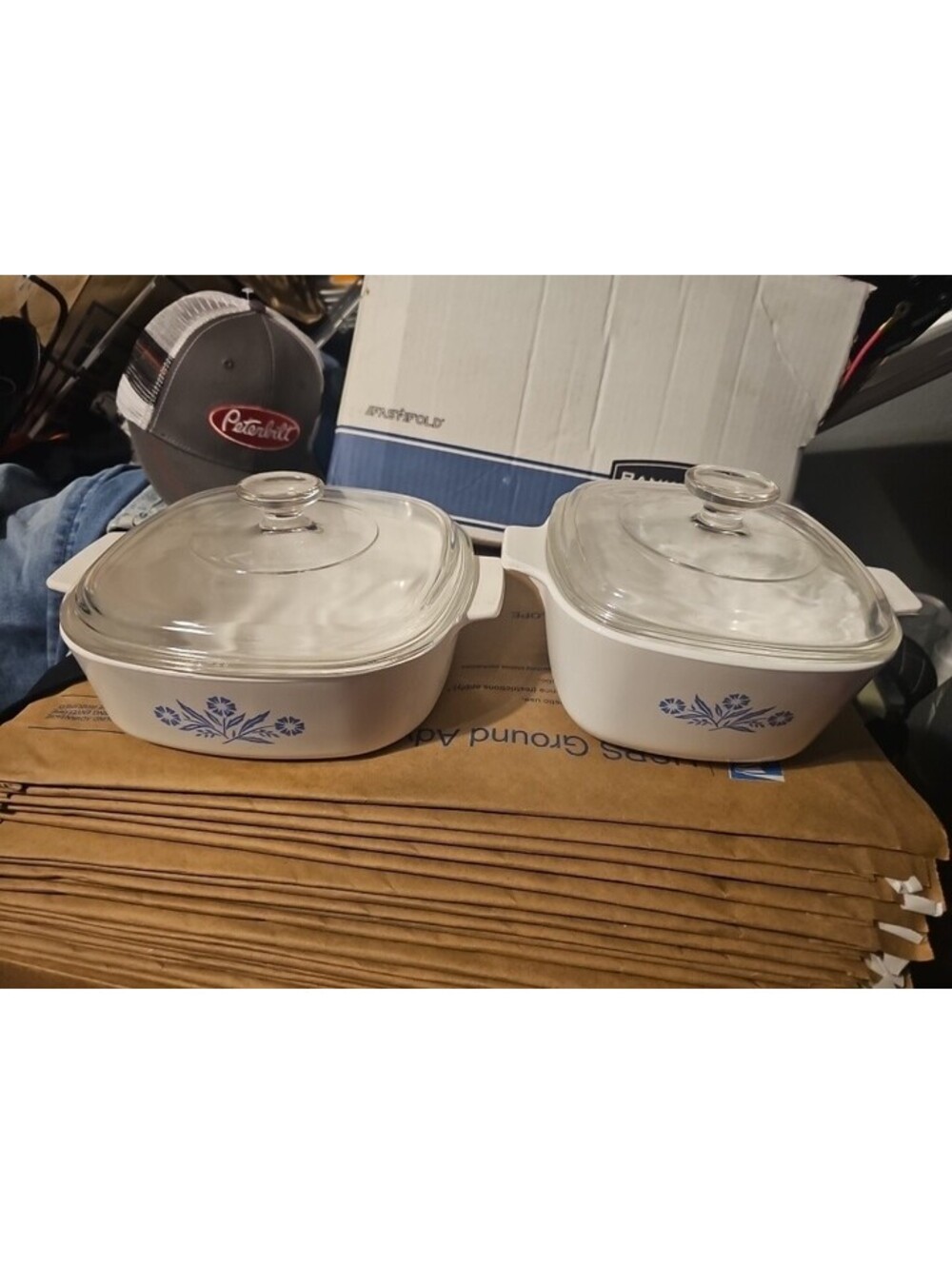Lot Of 2 Vintage Corning Ware Blue Cornflower w/Lids 9 Inch & 1-3/4 Quart